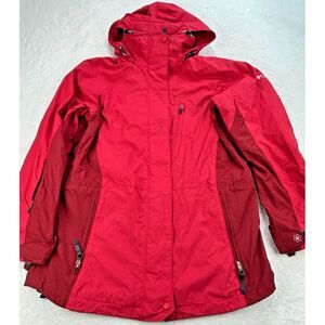 COLUMBIA VERTEX CORE INTERCHANGE‎ Jacket Women M Red LS Colorblock Ripstop